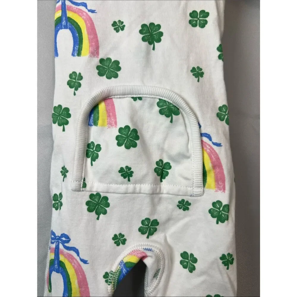 The Beaufort Bonnet Company shamrock bows and rainbows print footie NWOT o/3 m